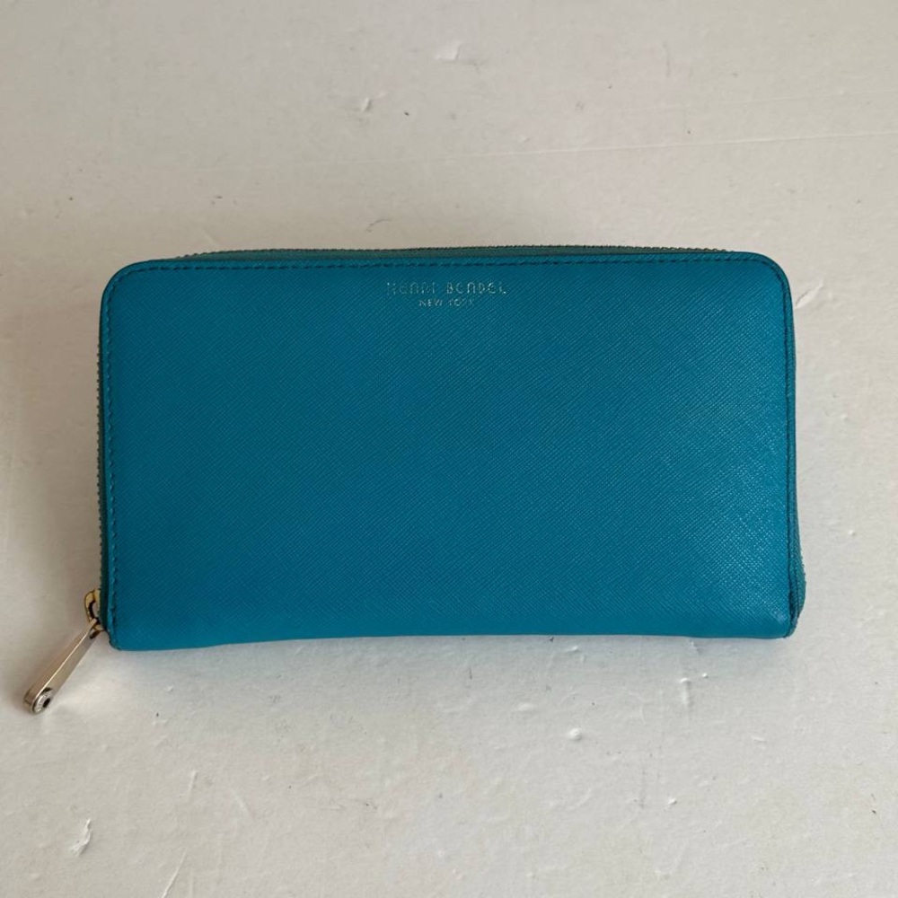 Henri Bendel Blue Leather Continental Wallet